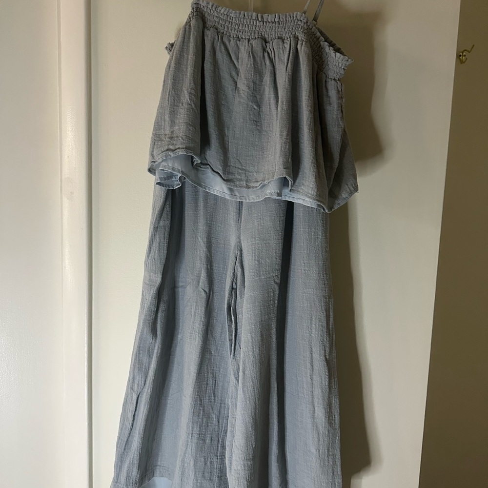 Elegant Gray/Blue Two Piece Summer Set